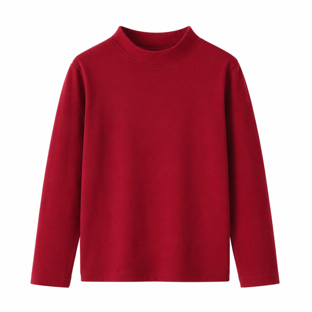 キッズ デロン保温クルーネック長袖Tシャツ ワインレッド キッズ デロン保温クルーネック長袖Tシャツ ワインレッド