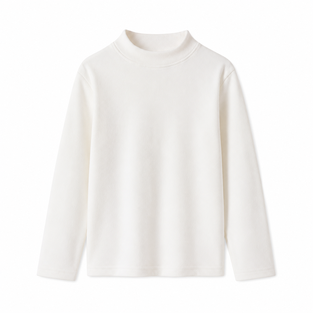 キッズ デロン保温クルーネック長袖Tシャツ ホワイト キッズ デロン保温クルーネック長袖Tシャツ ホワイト