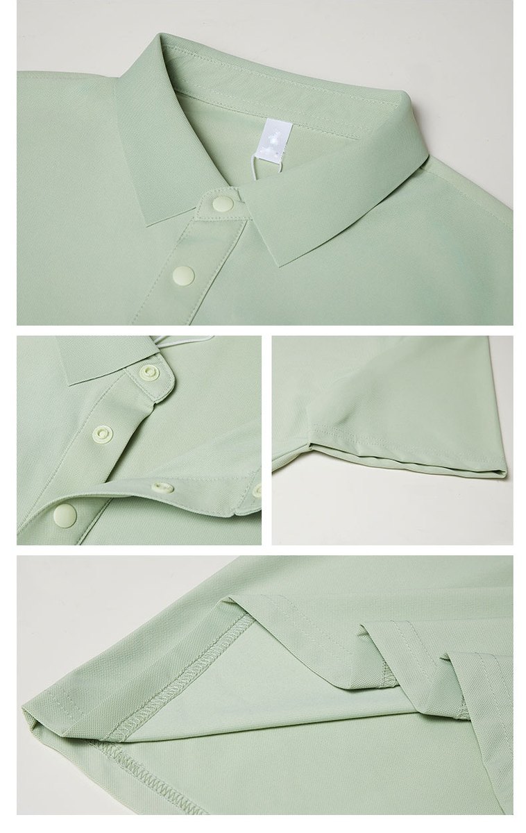 Construction and fabric details The collar, placket, cuff, and hem details are retained from the source image; baked-in Chinese titles and visible branding have been removed.