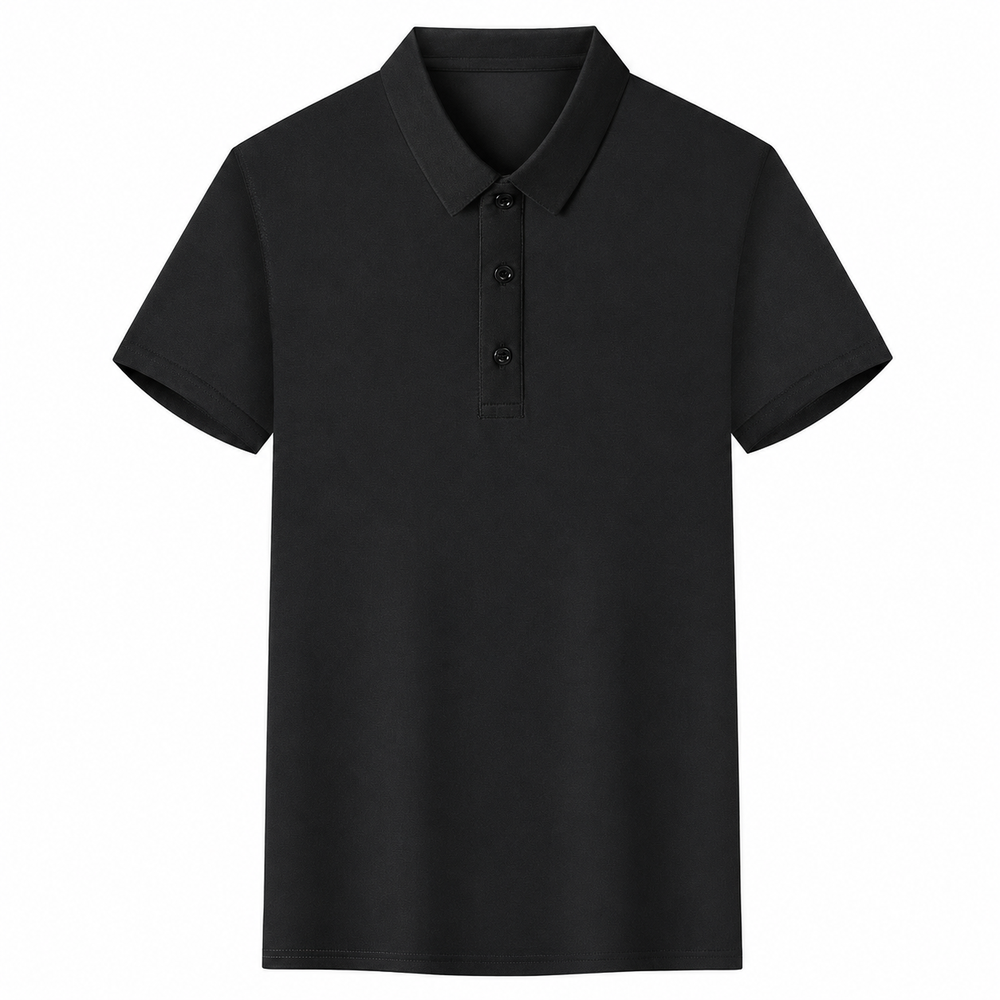 SD-8088 シルケットコットンPolo ブラック正面