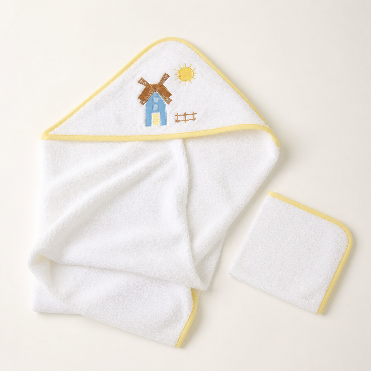 フード付きバスタオル＆ウォッシュクロス2点セットの商品画像